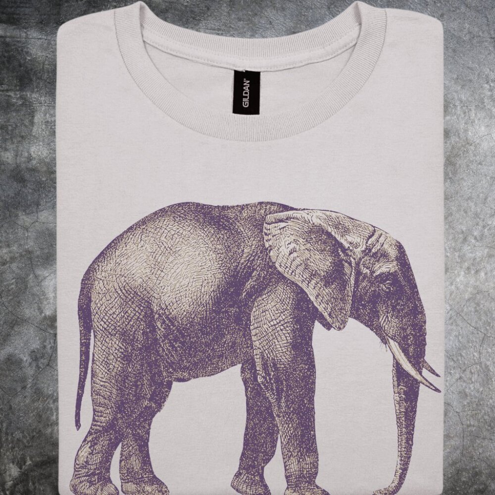 Elephant Shirt Tshirt Wildlife Animal Safari Nature Graphic Art Tee Gray - Picture 4 of 4